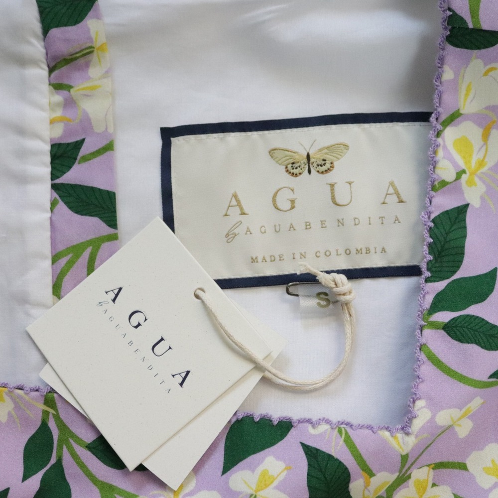 NWT Agua‎ by Agua Bendita Avena Dos Gardenias Lila Mini Dress Small - Picture 6 of 11